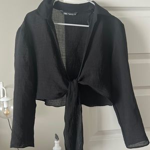 Zara crop tie top